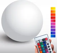Ø30cm LED Leuchtkugel für Innen & Außen 16 verschiedene Lichtfarben dimmbar kabellos wiederaufladbar spritzwassergeschützt nach IP54 - RGB LED Kugel Kugellampe mit 42 Helligkeitsstufen, 2000mAh Lithium-Ionen-Akku, Fernbedienung Erdspieß, USB-Ladekabel