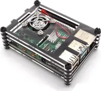 BerryBase Gehäuse für Raspberry Pi 4 mit Lüfter, stackable, transparent/schwarz