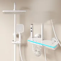 Homelody 40 ℃ Thermostat-Duschsäule Digitaler Bildschirm mit Badewannenmischer für das Badezimmer 4 Funktionen，Duschgarnitur mit Große Lagerplattform