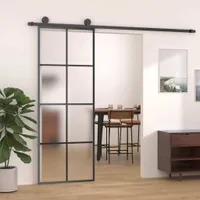 vidaXL Schiebetür Aluminium und ESG Glas 76x205 cm Schwarz