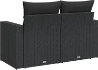 vidaXL Gartensofa mit Kissen 2-Sitzer Schwarz Poly Rattan