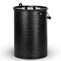 Metalleimer Kohleeimer verzinkt 13 Liter gehämmert Ascheeimer Kamin Industriedesign si/sw