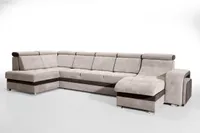 Robin Milan sofa narożna z funkcją spania 2X pojemnik na pościel 7X zagłówki 2X taboret Sofa Sofa w kształcie litery L Wolnostojąca sofa narożna Meble do salonu Krajobraz salonu Brązowy