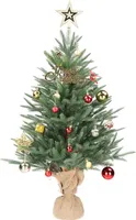 FCH Künstlicher Weihnachtsbaum 90cm 100 Zweige, Basis aus Baumwolle und Leinen, PE-Material, Weihnachtsbaum