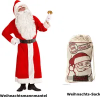 Santa Claus Kostüm  XL - Weihnachtsmann - Nikolaus SAMT Delux + Weihnachtssack