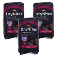 3x Huggies DryNites saugfähige Nachtwindeln Mädchen Größen 4-7 Jahre 30 Stück