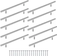 10 Stück Möbelgriffe R128 Relinggriffe Chrom glänzend Lochabstand 128mm + Schrauben