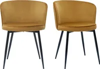 Miliboo - Design-Stühle aus bronzefarbenem Samt und schwarzem Metall (2er-Set) SERIF