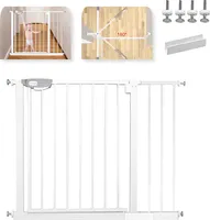 YARDIN Treppenschutzgitter, Doppelschloss extra sicheres Metall-Türschutzgitter zum Klemmen, Weiß, 95-105 cm, Türgitter Klemmgitter | 90° Stop | Schließt automatisch