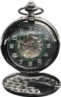 Uni Vintage römische Ziffern Phoenix transparente mechanische Taschenuhr-Schwarz