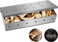 Räucherbox aus Edelstahl für BBQ |  Smokerbox [22x9,5x4,4cm] mit praktischem Klappdeckel für Gas- und Holzkohlegrills | Räucherchips | verleiht ein rauchiges Aroma | belüfteter Deckel | Grillzubehör