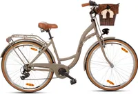 Goetze Citybike Mood 28 Zoll, 7-Gang Shimano, Tiefeinstieg, Damenfahrrad inkl. Rattan-Korb