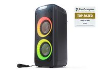 SHARP PS-949 Bluetooth Party-Lautsprecher, 200 Watt, 13 Stunden Spielzeit, Super Bass, LED-Lichteffekte, Mikrofon, schwarz