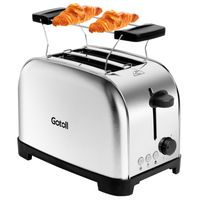 Gotoll GL330 Edelstahl 2 Scheiben Toaster mit Brötchenaufsatz Sandwich 1000W