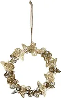 Dekokranz Schmetterling Hängekranz Tischkranz Kerzenkranz 19 cm gold