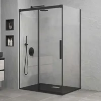 Mai & Mai Duschkabine 90x120cm Schiebetür 6mm ESG-Sicherheitsglas Duschabtrennung Seitenanstieg inkl. Soft-Close-Mechanismus Ravenna12K Schwarz