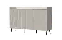 Komoda Albello Adenis - Nowoczesna komoda do salonu, komoda do sypialni z rowkowanymi frontami, beżowy kaszmir i czarny - 150 x 92 x 41 cm