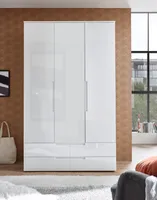 Spice Kleiderschrank 3-türig 126 cm Weiß Hochglanz