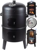 MalTec GrillMaster SmokeHouse GM8000 udírna 3 v 1, gril nebo trouba, teploměr, ventilace, dvířka, 3 rošty, gril na dřevěné uhlí a udírna, BBQ