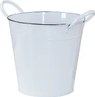 Pflanztopf Metall Eimer 18cm Weiß Blumentopf Pflanzkübel Garten Deko Blumenkübel