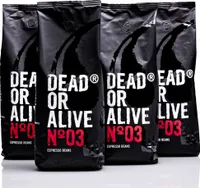 DEAD OR ALIVE COFFEE Espresso No3 - Starke Espressobohnen 4x1kg - 100% Robusta - Kaffeebohnen für Kaffeevollautomat und Siebträger - 4kg Ganze Bohnen
