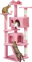 Kratzbaum Stabiler Katzenbaum Katzenkratzbaum Katzenmöbel, Kletterbaum Für Katzen Höhe 158 Cm, Rosa – Rosa / 49 X 49 X 158 Cm