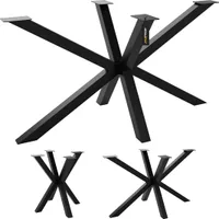 MetaloPro Spider Tischbeine Metall, Schwerlast Stahl Schreibtisch Beine, Tischkufen Schwarz, Bodenschoner, Langlebig Tischgestell für Moderne Couchtisch, Esstisch, Wohnzimmer – 180x70x72 cm