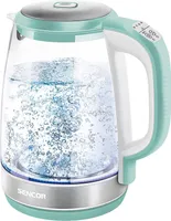 Sencor SWK 2191GR Glaswasserkocher 2,0 Liter Fassungsvermögen 2200 Watt Leistung Edelstahl Innenlicht 100% BPA frei Temperaturregelung (50°C bis 100°C)