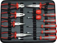 FAMEX 34055 Hochwertiges Werkzeug Set auf Werkzeugpalette - mit Zangen und Schraubendreher in Top Qualität - 11-teilig