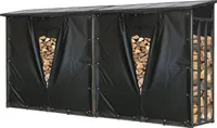 2 Stück Metall Kaminholzregal Anthrazit 143 x 70 x 145 cm Garten Kaminholzunterstand 2,8 m³  / 4 SRM Stapelhilfe Aussen mit Wetterschutz