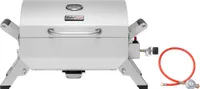 Royal Gourmet Tischgrill Tragbarer Gasgrill, Kompact Tisch-Gasgrill mit Zwei Griffen, Klappbaren Beinen, 3 kW Edelstahl BBQ Campinggrill Silber