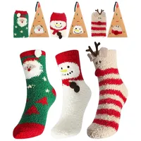 3 Paar Weihnachtssocken für Frauen, 34-43 Socken Weihnachten Frauen Bequeme Flauschige Socken Winter Warme Niedliche Socken Weihnachtssocken Uni