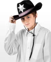 Sheriffhut schwarz - Kinder Cowboyhut für Karneval Fasching Halloween