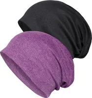 2er-Pack Baumwoll-Slouchy-Beanie-Mützen, Chemo-Kopfbedeckungen für Männer und Frauen