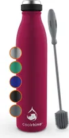 coolrhino Edelstahl-Trinkflasche 500ml, 1L – Kohlensäure geeignete Sportflasche inkl. Reinigungsbürste – BPA frei, Auslaufsicher -Thermosflasche & Teeflasche für Uni, Schule, Fitness, Outdoor, Camping