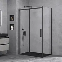 doporro Eckdusche 100x120x195cm schwarz Duschkabine Duschabtrennung ESG-Sicherheitsglas Klarglas Schiebetür inkl. Easy-Clean-Beschichtung Einstieg Links/Rechts Rav18K