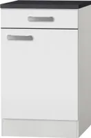 Optifit Unterschrank mit Schublade und Drehtür Oslo214 BxTxH 50 x 60 x 84,8 cm weiß matt zerlegt Anschlag reversibel KUOS U506-9+