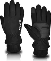 Thermohandschuh Winddicht Fahrradhandschuhe zum Fahren, Wandern, Schneearbeiten（Schwarz)