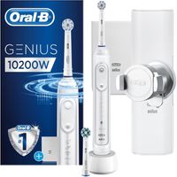Oral-B Genius 10200W Elektrische Zahnbürste mit Zahnfleischschutz-Assistent & Premium Lade-Reise-Etui, Weiß