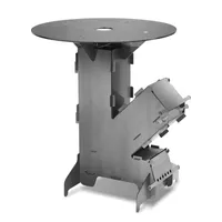 TolleTour Raketenofen Raketenofen mit Feuerstellen-Poker Feuerplatte 50cm für Camping Dutch Oven Campingkocher Rocket Stove Grillen Hobo Holzofen