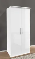Kleiderschrank "Optima" Schrank 90 cm weiß Hochglanz 2-Türig