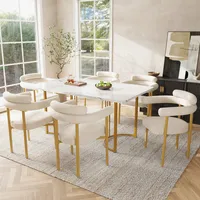 Flieks Esszimmerstühle 2er Sets mit Samtbezug, Küchenstuhl Polsterstuhl mit Metallbeinen, Arbeitsstuhl Wohnzimmerstuhl Armlehnstuhl, Beige+Golden