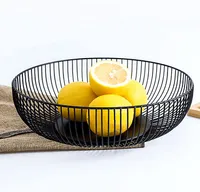 Obstschale Schwarz/Weißbrotkorb Runde schwarze Drahtkorbschale