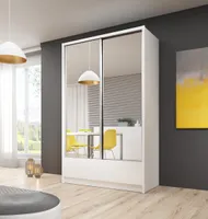 Schiebeschrank 154 Cm - Weiß Mit Spiegeltüren, Praktisch