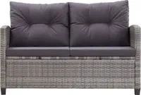 vidaXL 2-Sitzer-Gartensofa mit Kissen Grau 124 cm Poly Rattan