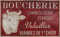 Großes Retro-Schild aus Eisen "Boucherie charcuterie"