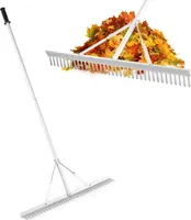 Zahradní hrábě s 36 hroty, 91 cm širokou hlavou a 174 cm dlouhou násadou, hliníkové hrábě na trávu, hrábě na listí a hrábě na trávu
