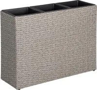 Hochbeet Polyrattan Blumenkübel Pflanzkübel Rattan Blumentopf Set Grau-Mix