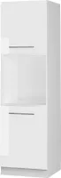 Vicco Herdumbauschrank Fame-Line, 60 cm mit offenem Regal, Weiß Hochglanz/Weiß