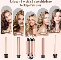 5 in 1 Lockenstab Set mit 4 Fässer, Lockenstab Große Locken Lockenstäbe Einstellbare Temperatur Lockenwickler mit Welleneisen Keramikbeschichtung Curling Wand Set